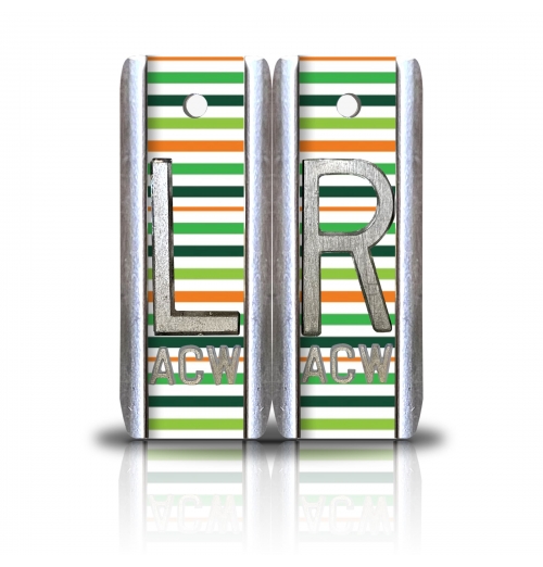 1 7/8" Height Aluminum Style Custom X Ray Markers, Irish Stripes Design